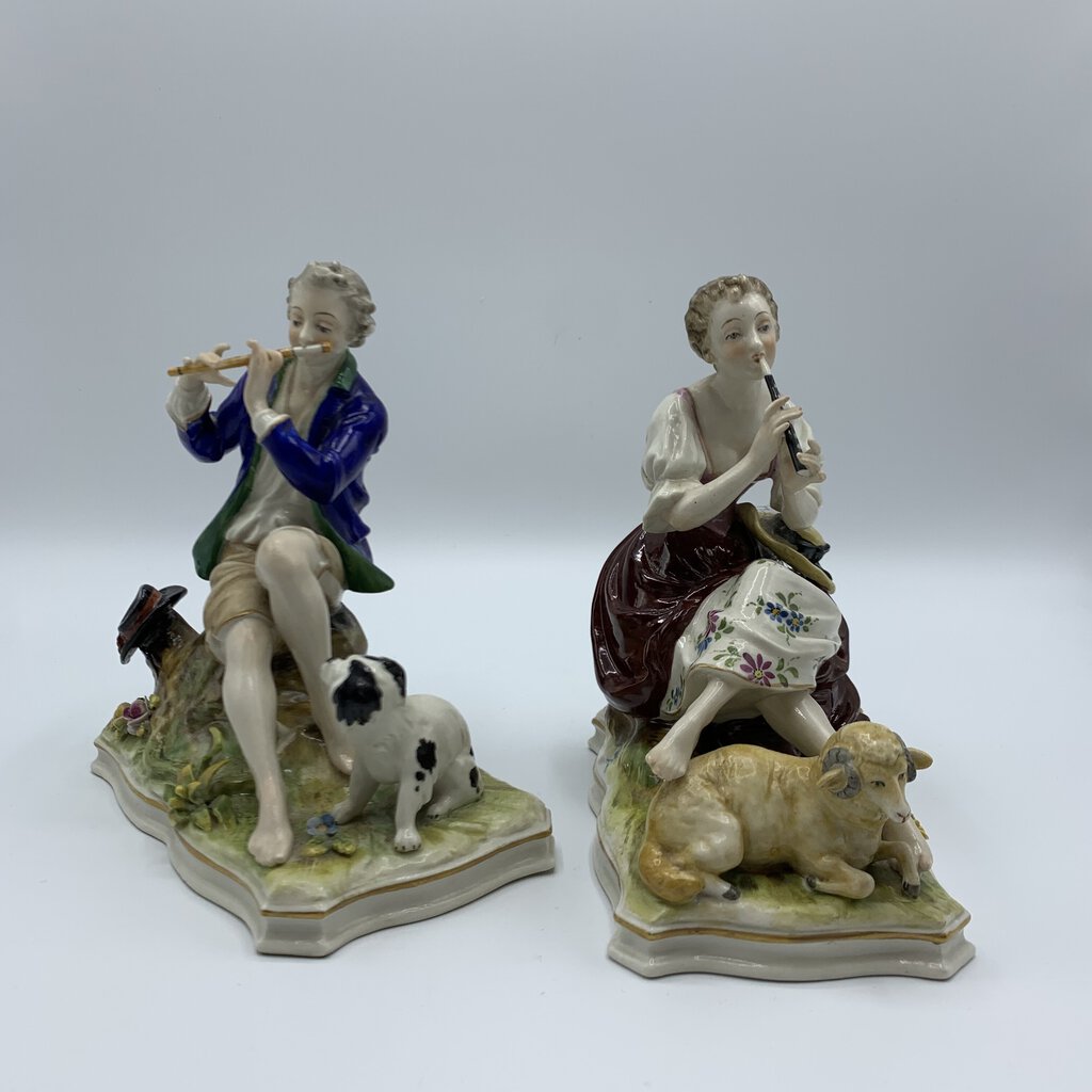 Pair of Vintage Franz Wittmer German Dresden Figurines /hg