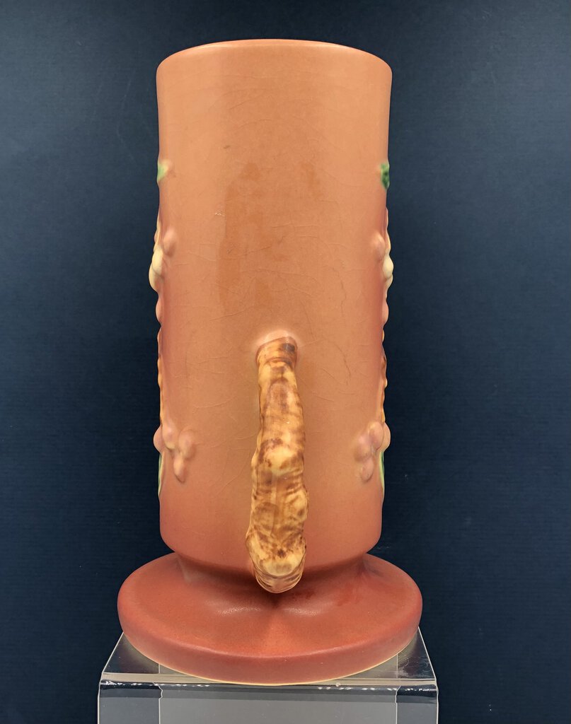 Vintage Roseville Pottery 9” Apple Blossom Vase #387 /b