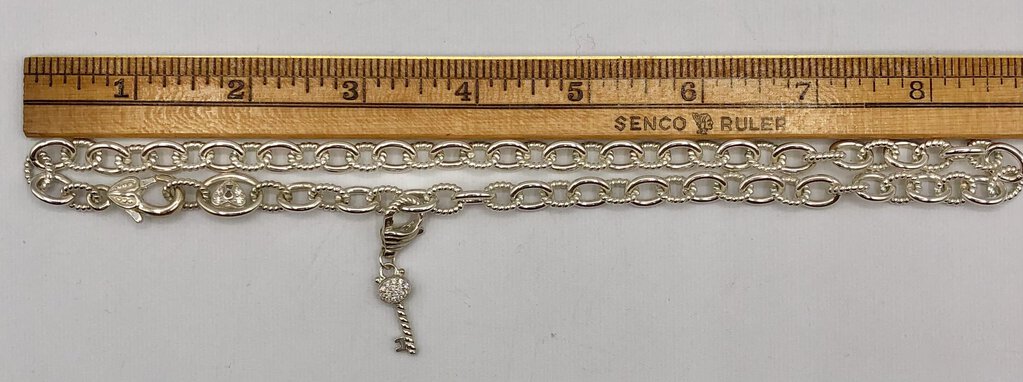Judith Ripka 925 Sterling/ CZ Heart Lock & Key Necklace /b
