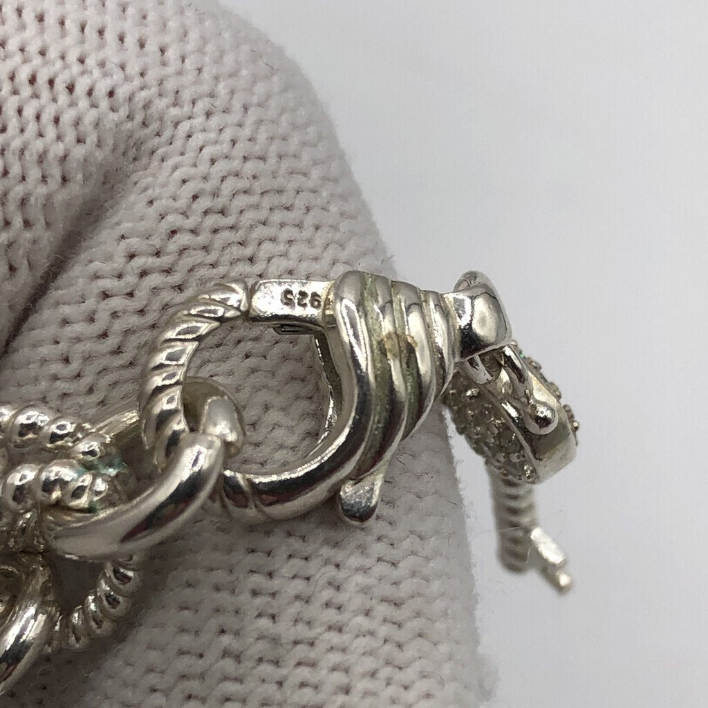 Judith Ripka 925 Sterling/ CZ Heart Lock & Key Necklace /b