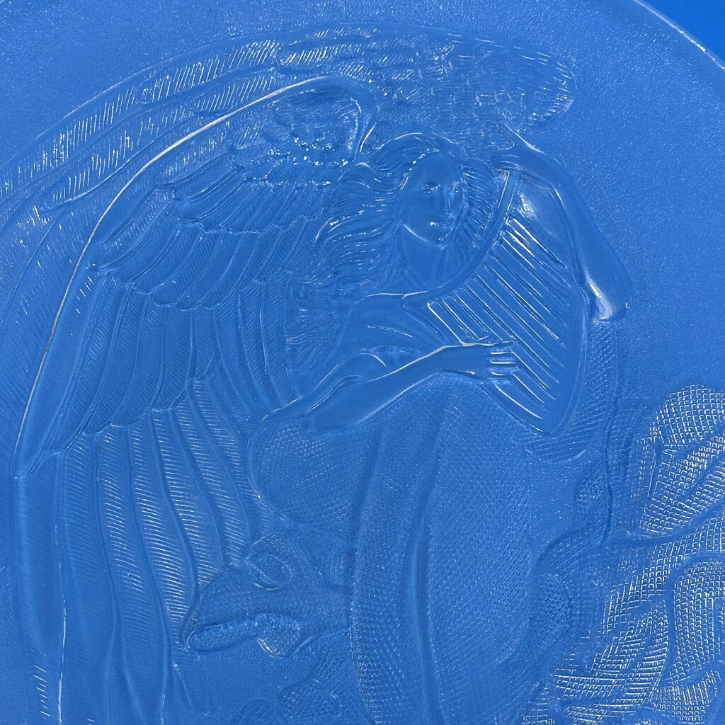 Vintage Verde Pinho Crystal “Angel With Harp” Limited Edition Textured Crystal Plate Signed & Numbered Made in Portugal /cb