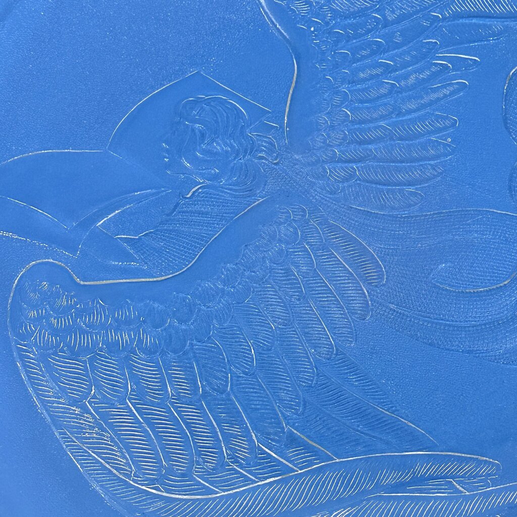 Vintage Verde Pinho Crystal “Angel With Book” Limited Edition Textured Crystal Plate Signed & Numbered Made in Portugal /cb