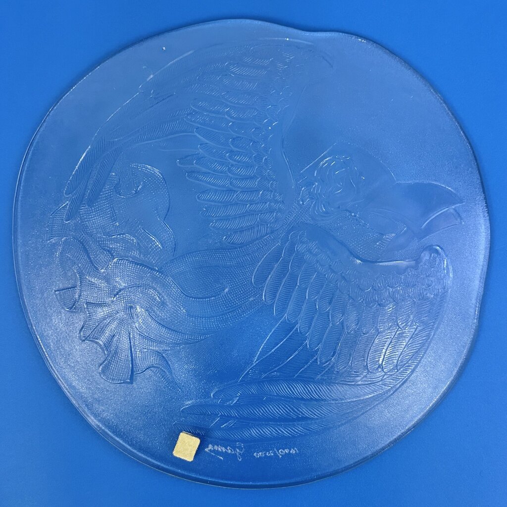 Vintage Verde Pinho Crystal “Angel With Book” Limited Edition Textured Crystal Plate Signed & Numbered Made in Portugal /cb