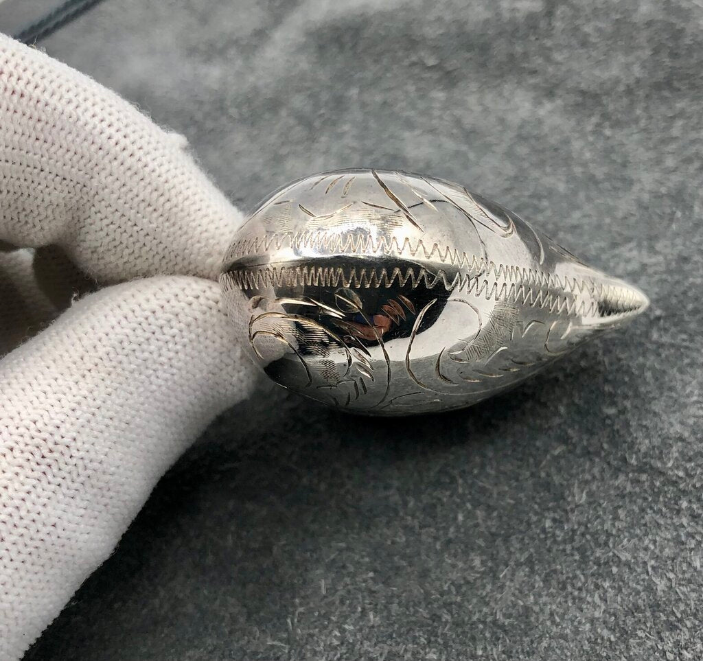 Large 925 Sterling Silver Etched Puff Heart Pendant /b