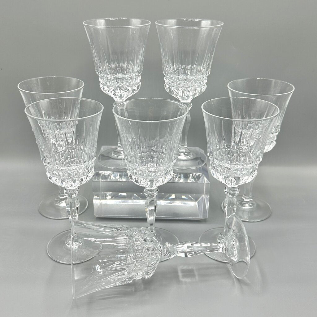 Set Of 8 Vintage Cristal D’Arques Villeneuve Lead Crystal Wine Glasses /cb