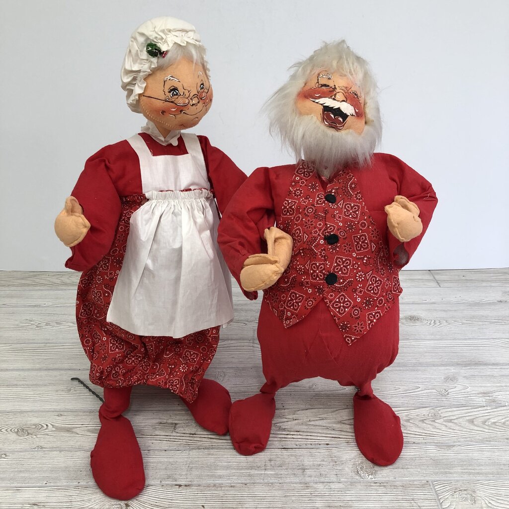 Large 1971 Annalee Santa & Mrs Santa Claus 28” Dolls /b