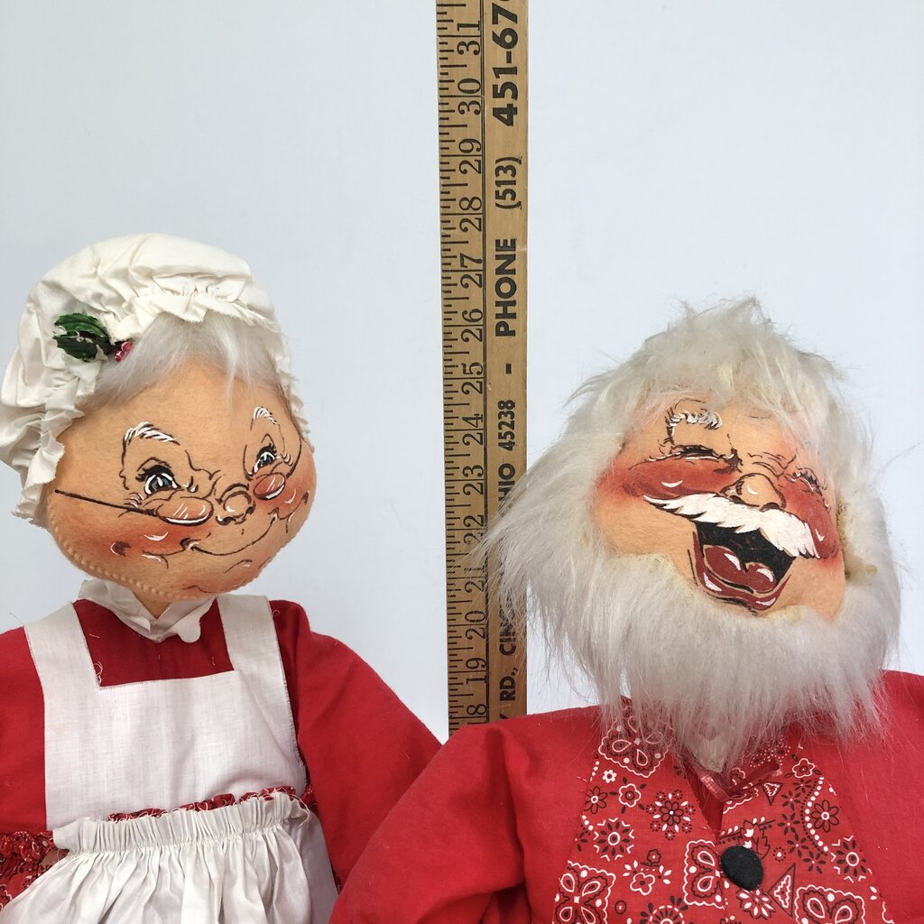 Large 1971 Annalee Santa & Mrs Santa Claus 28” Dolls /b