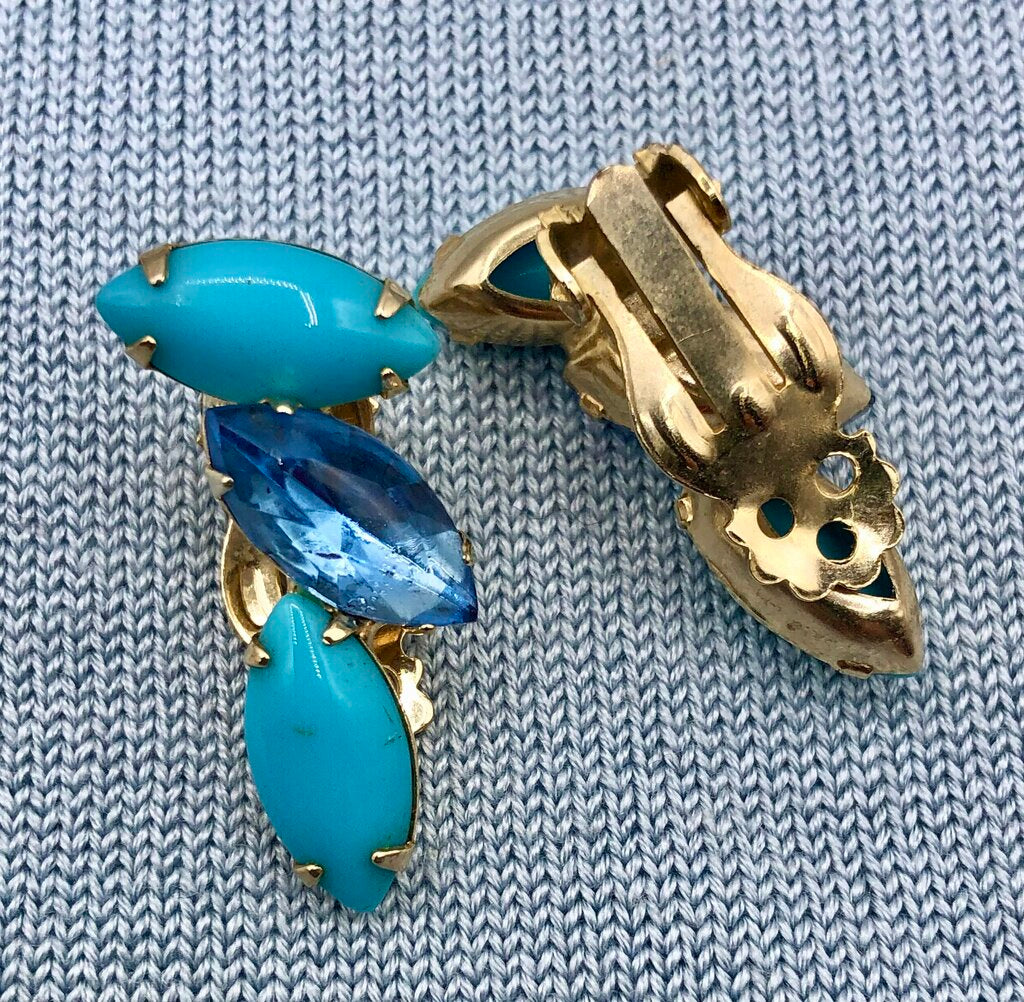 Vintage 8pc Lot of Clip Earrings & Brooch /b