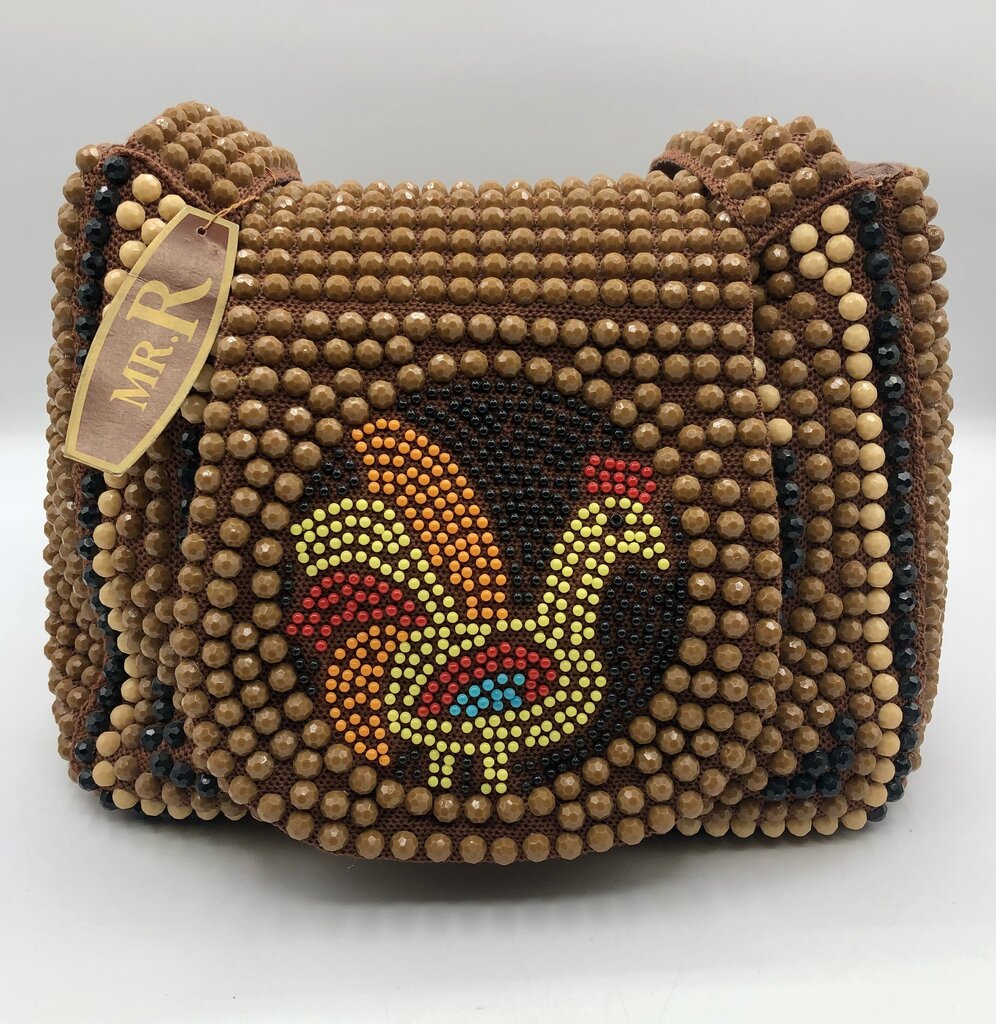Vintage Roger Van S Beaded Handbag w/ Rooster /b