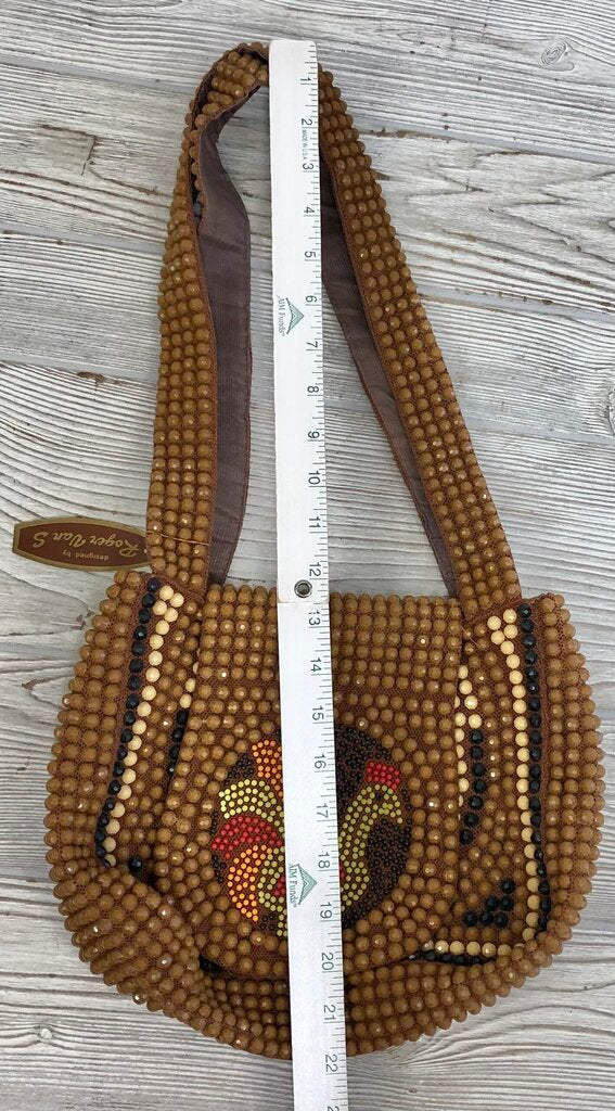 Vintage Roger Van S Beaded Handbag w/ Rooster /b