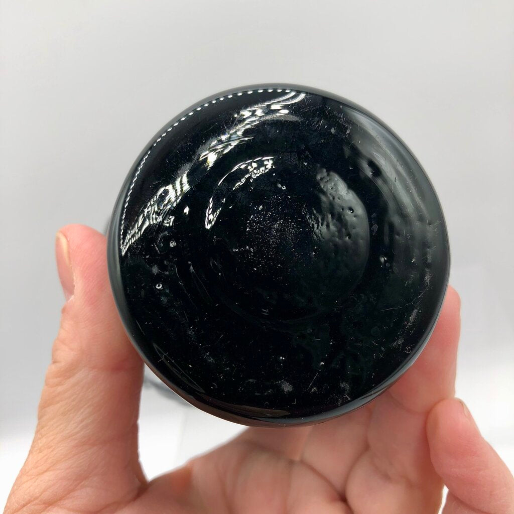 Vintage Tiffin Black Glass Iris Vase /b