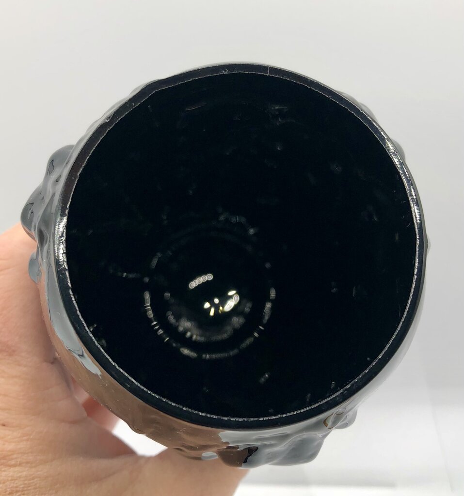 Vintage Tiffin Black Glass Iris Vase /b