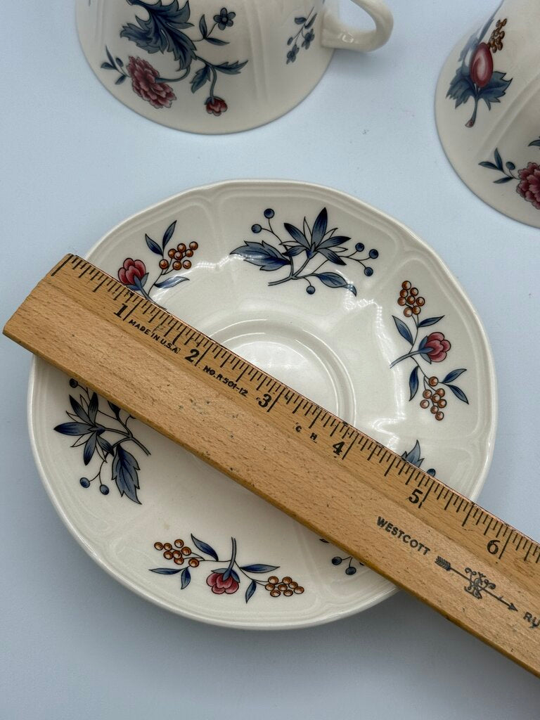 Wedgwood Williamsburg Potpourri Footed Cup & Saucer 2 Sets /rb