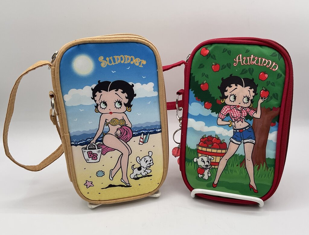 Lot of 2 Willabee & Ward Betty Boop Summer & Autumn Soft Zippered Clutch Purses /s