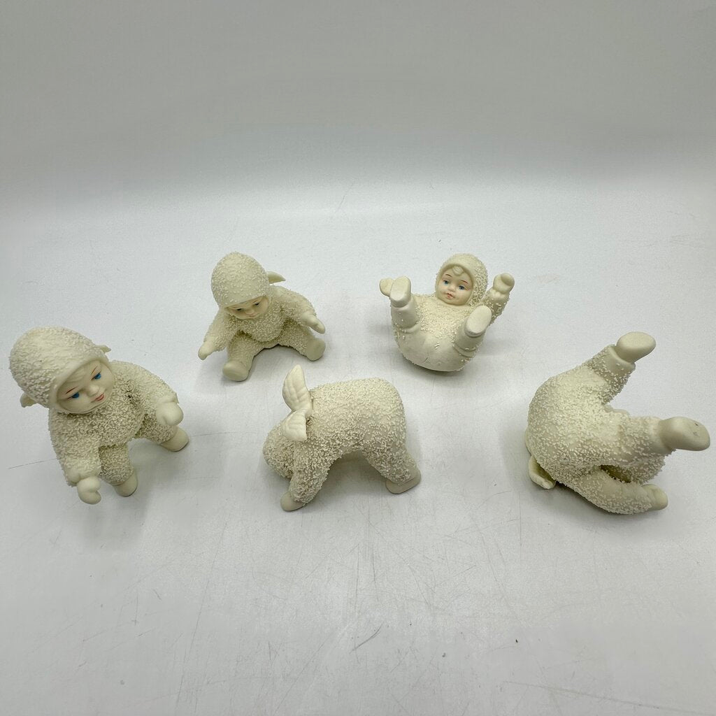 Vintage Dept56 Snowbabies “Tumbling In The Snow” 7957-0 Set of 5 Figurines in Original Box /cb