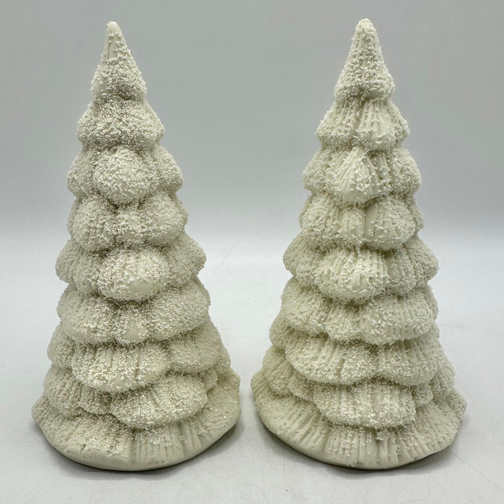 Set of 4 Department 56 Vintage Winter Tales Of The Snowbabies Frosty Forest Ceramic Pine Trees in 2 Boxes /cb