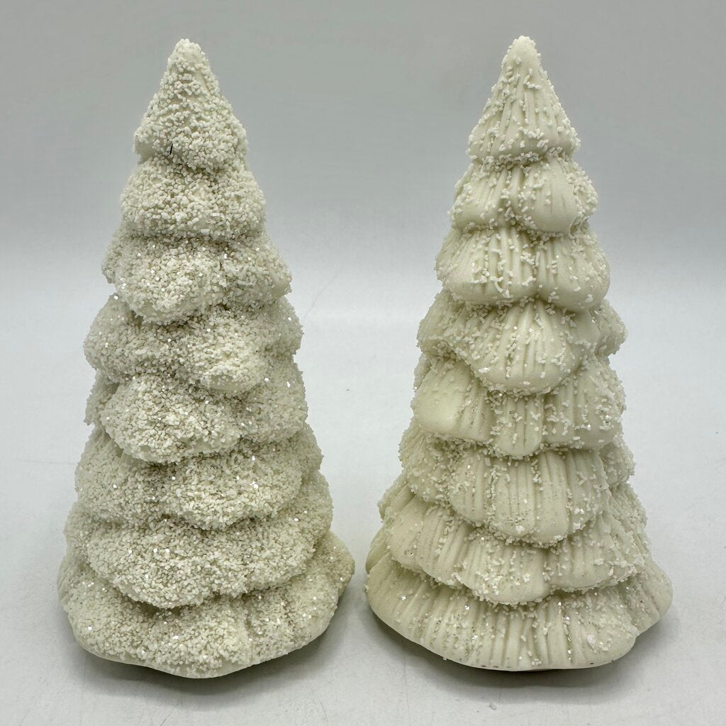 Set of 4 Department 56 Vintage Winter Tales Of The Snowbabies Frosty Forest Ceramic Pine Trees in 2 Boxes /cb