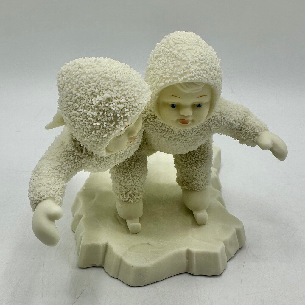 Lot of 2 Vintage Department 56 Snowbabies Figurines Playing Games Is Fun, We Make A Great Pair /cb