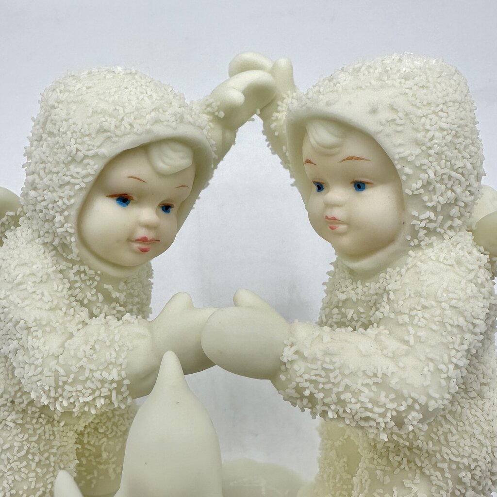 Lot of 2 Vintage Department 56 Snowbabies Figurines Playing Games Is Fun, We Make A Great Pair /cb