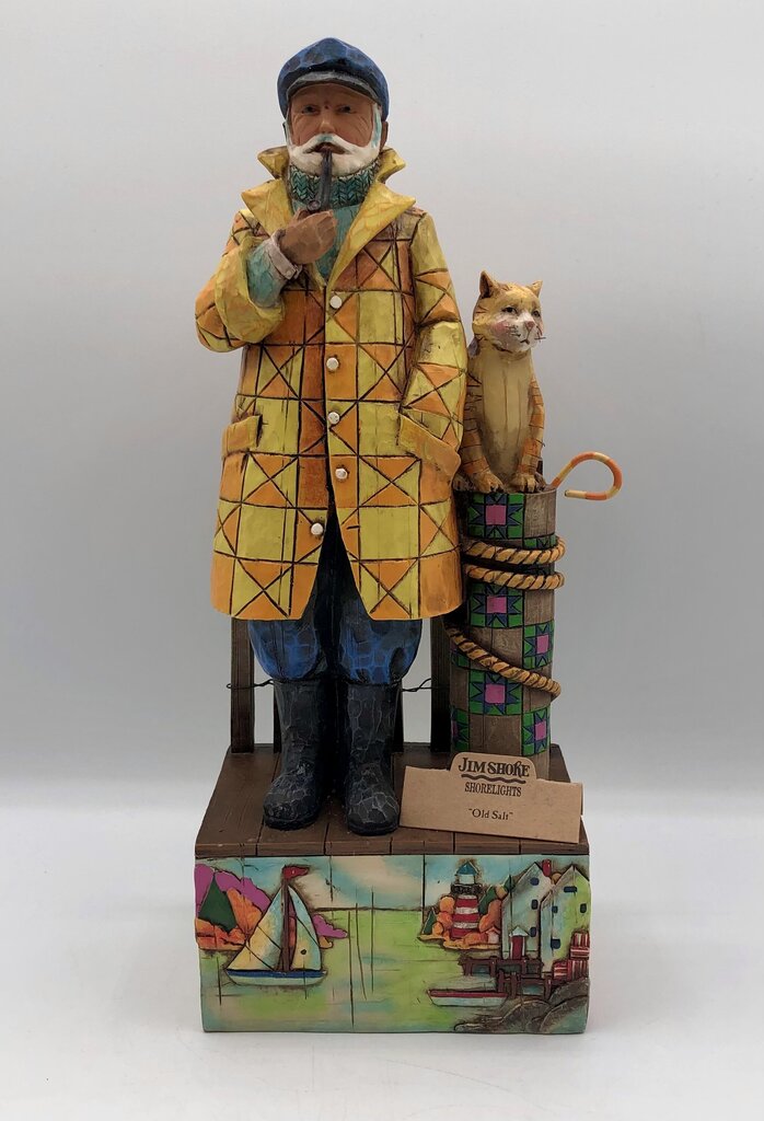 Jim Shore Shorelights 2004 "Old Salt" Sea Captain w/ Cat Figurine /b