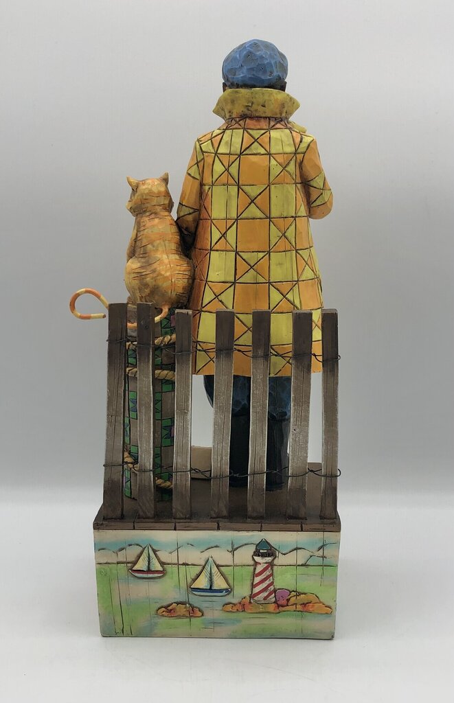 Jim Shore Shorelights 2004 "Old Salt" Sea Captain w/ Cat Figurine /b