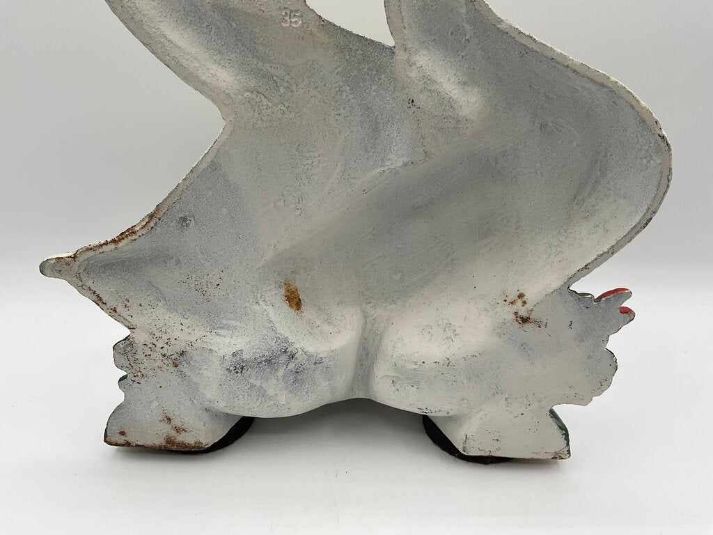 Vintage Painted Cast Iron Door Stop - 3 Walking White Ducks /s