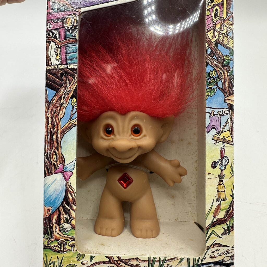 Vintage Ace Novelty Co. Treasure Troll With Wishstone Red Hair New In Box /cb