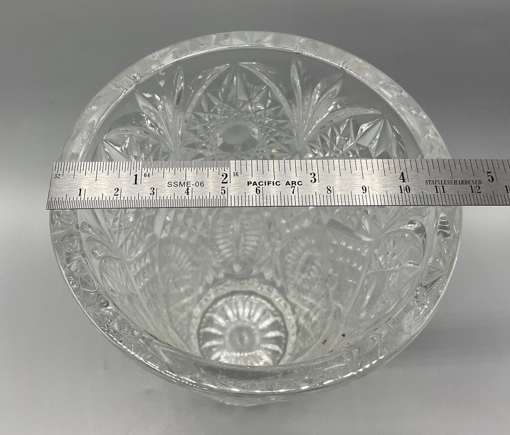 Vintage Heavy Cut Crystal Vase 8” Tall /s