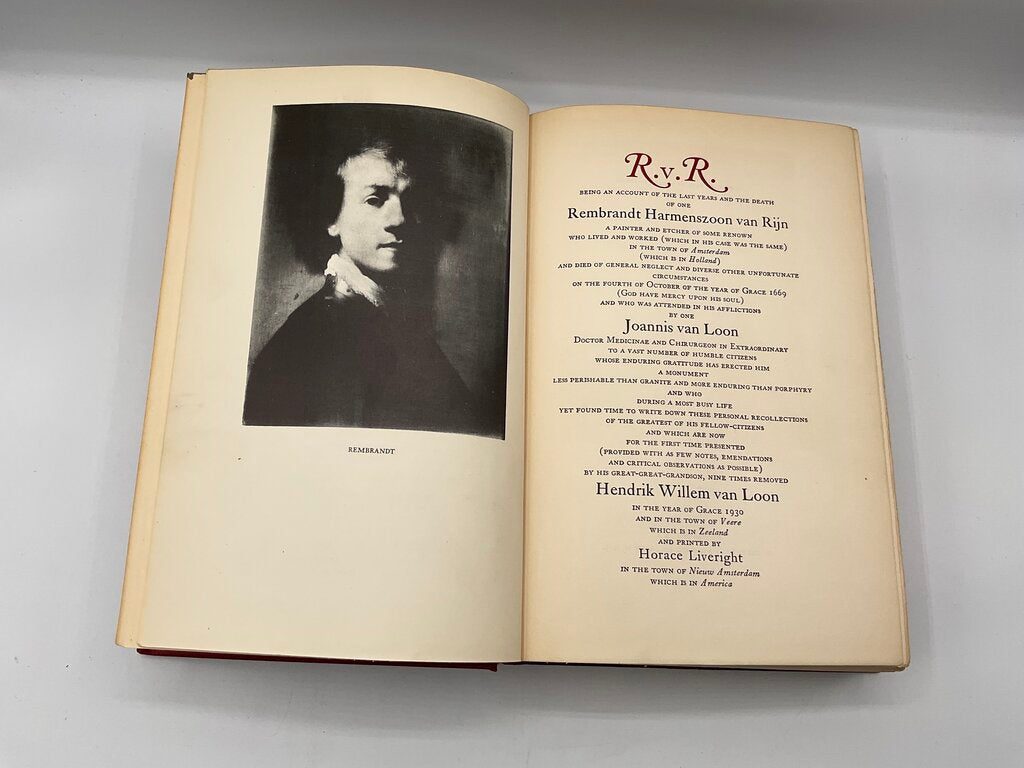 “The Life & Times of Rembrandt van Rijn” by Joannis van Loon - 1935 - Printed in USA by The Quinn & Biden Co. - Hardcover Book /sb