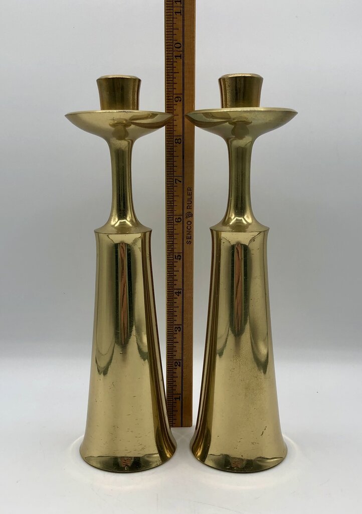 Pair 1950’s Jens Quistgaard Brass Candlesticks for Dan’s Denmark