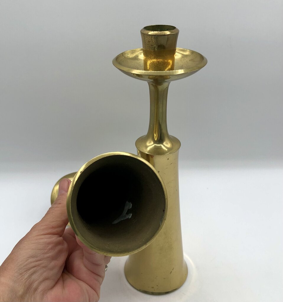 Pair 1950’s Jens Quistgaard Brass Candlesticks for Dan’s Denmark