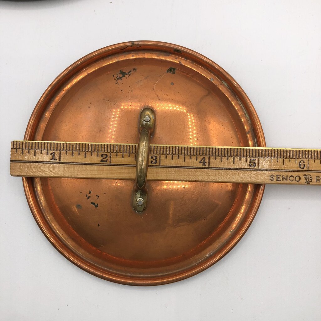 3 Vintage Copper Pot Lids Sm/ Med/ Lg. /b