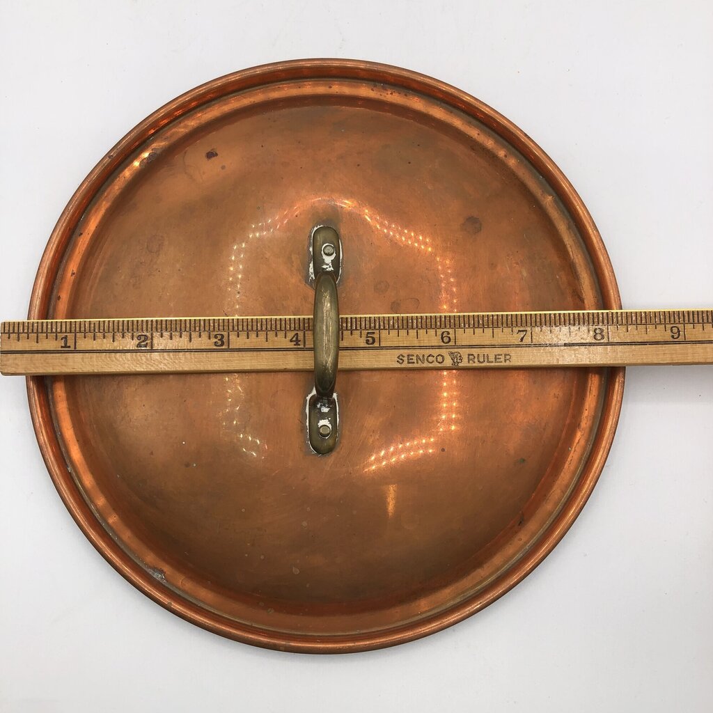 3 Vintage Copper Pot Lids Sm/ Med/ Lg. /b