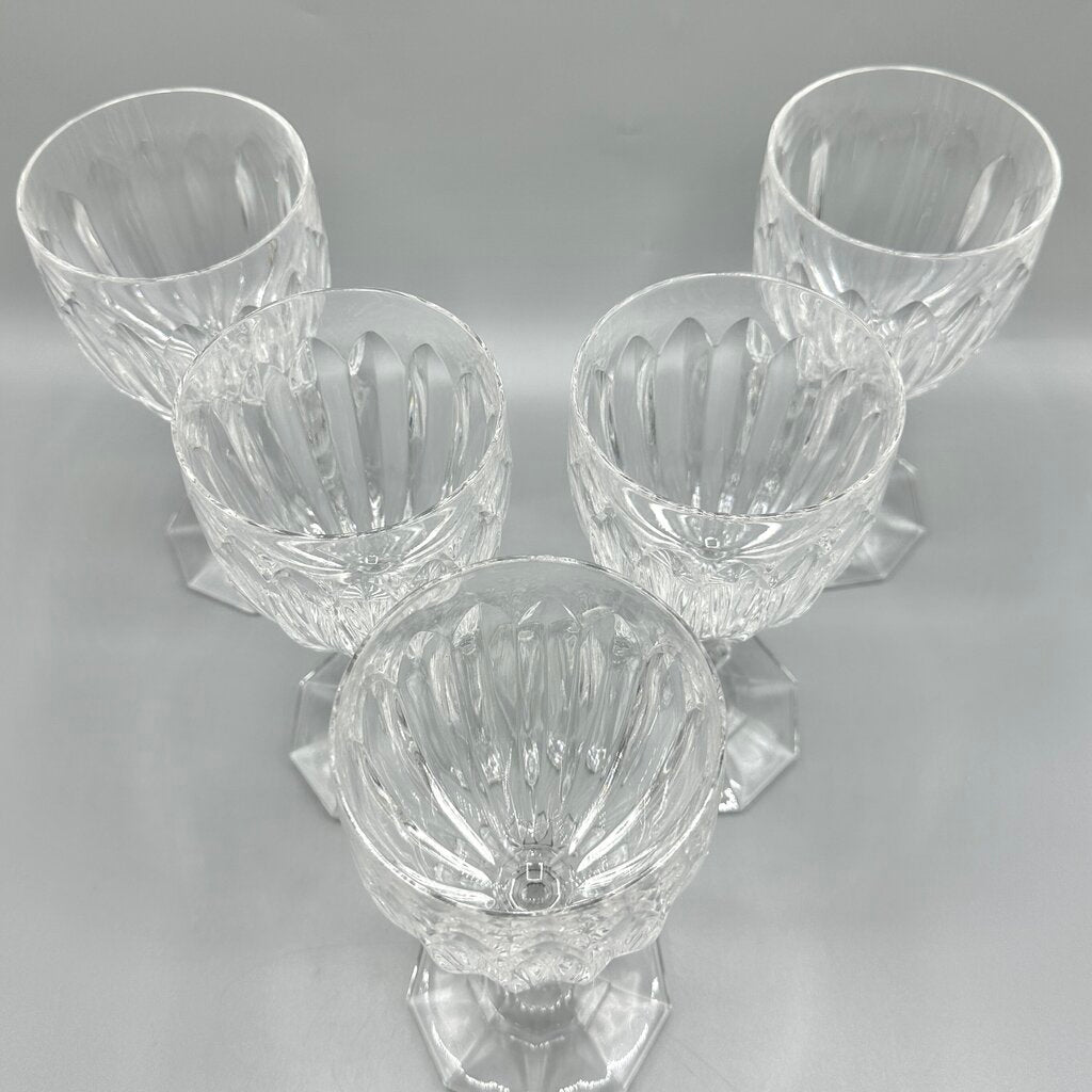 Set of 5 Vintage Mikasa Richelieu 7 Inch Crystal Water Goblets /cb