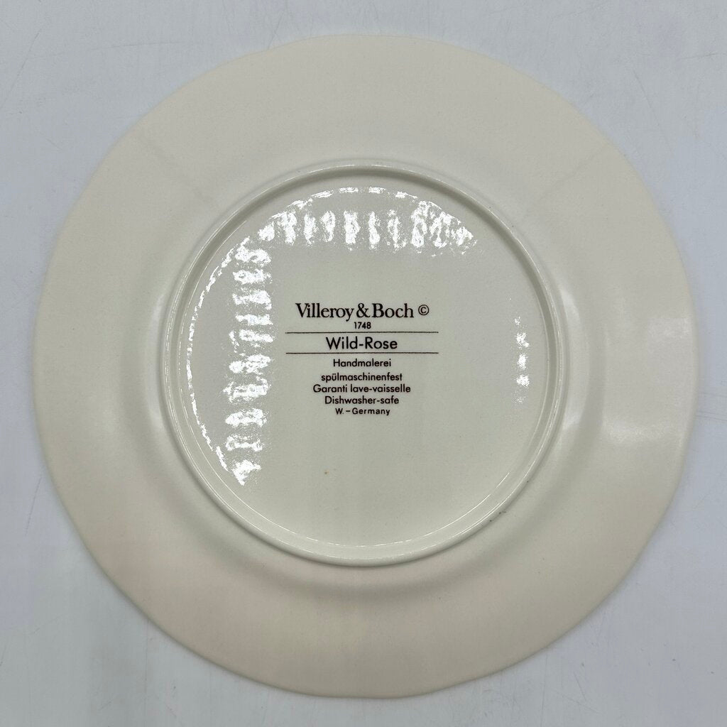 Set of 6 Vintage Villeroy & Boch Wild Rose 8 1/4” Salad Plates Made in Germany /cb
