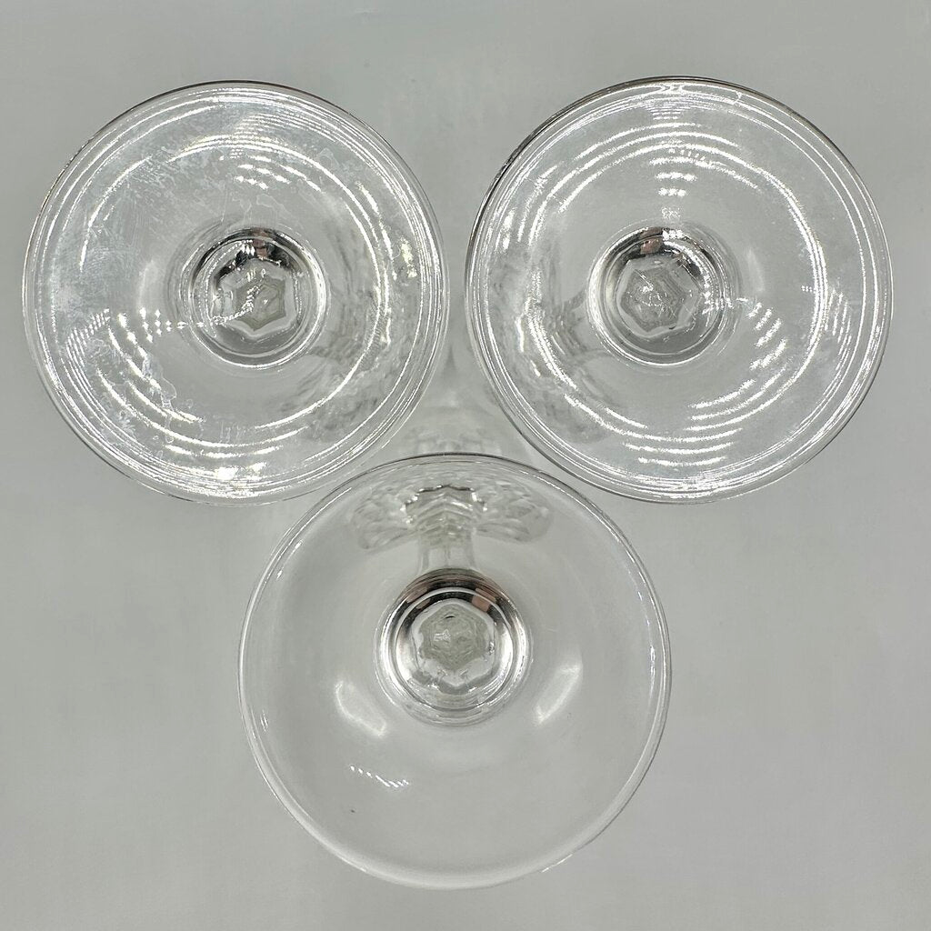 Set Of 3 Gorham Crystal Diamond Clear 7 5/8” Wine Glasses Made In Germany /cb