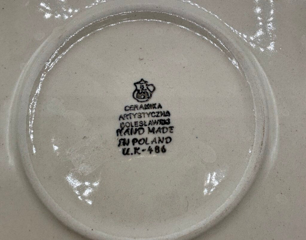 Polish Pottery Blue Bell Pattern 10” Rd. Baker /j