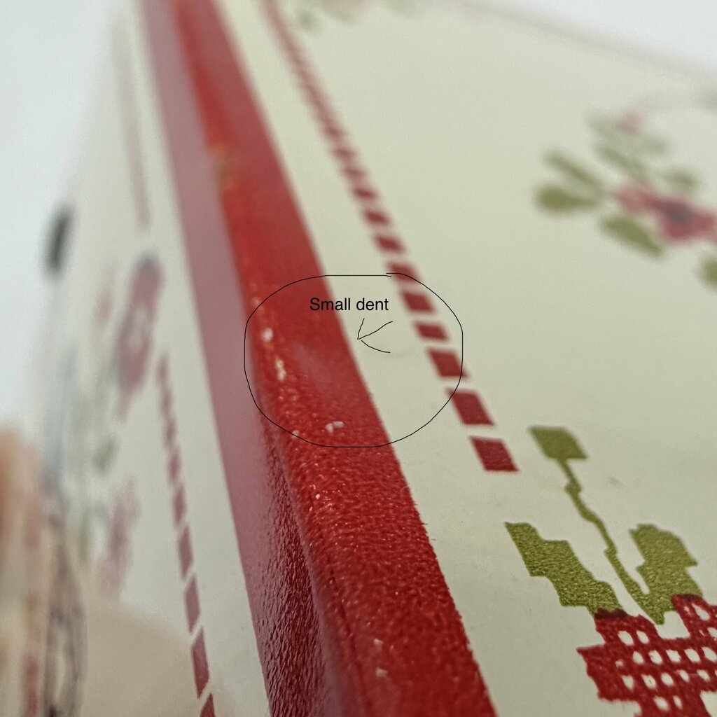 Vintage Stylecraft of Baltimore #815 Tin Recipe Box Needlepoint Lady Baking Apple Pie /cb