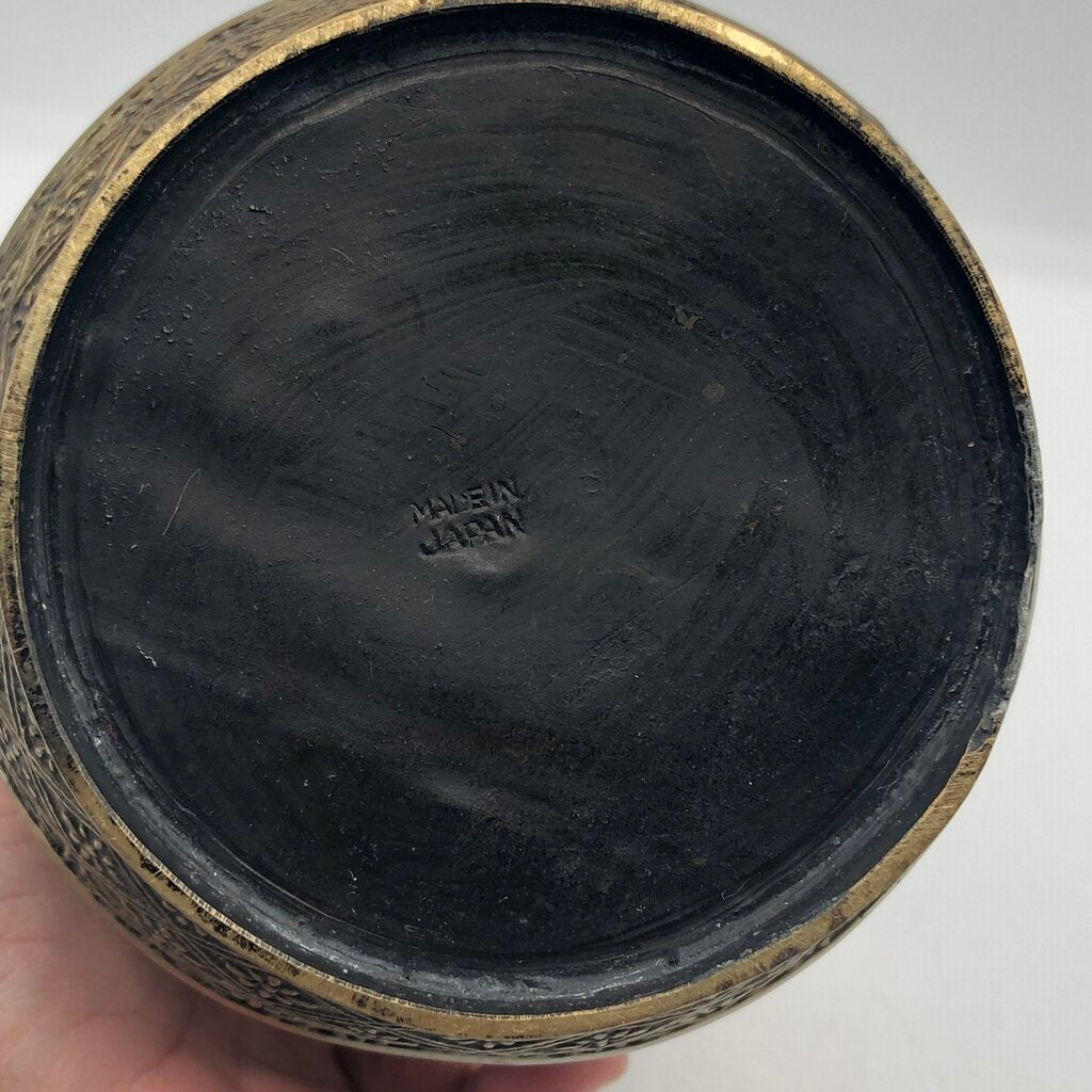 Vtg Japanese Cast Brass Champlevé Cloisonné Vase /b