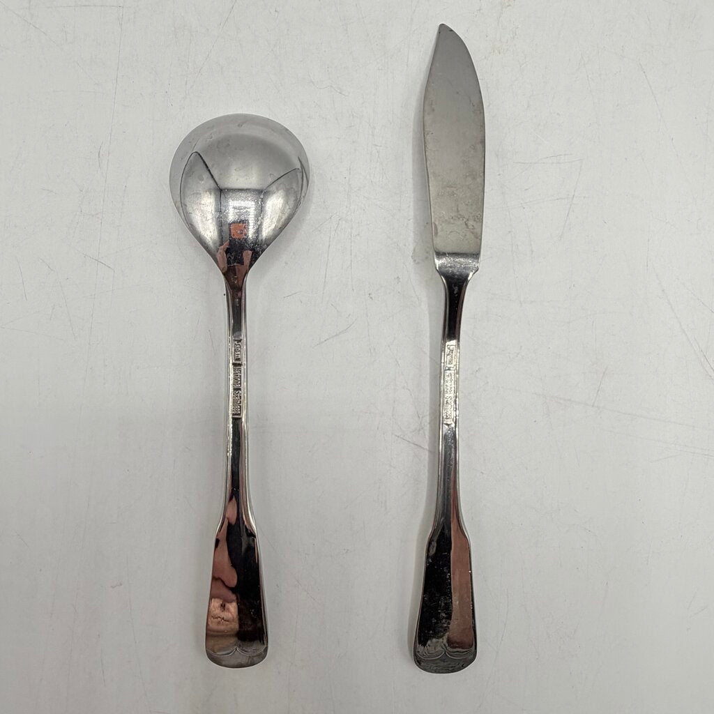 Vintage 27pc. National Stainless Japan “Olde Salem” Flatware Forks Knives Spoons Discontinued /cb