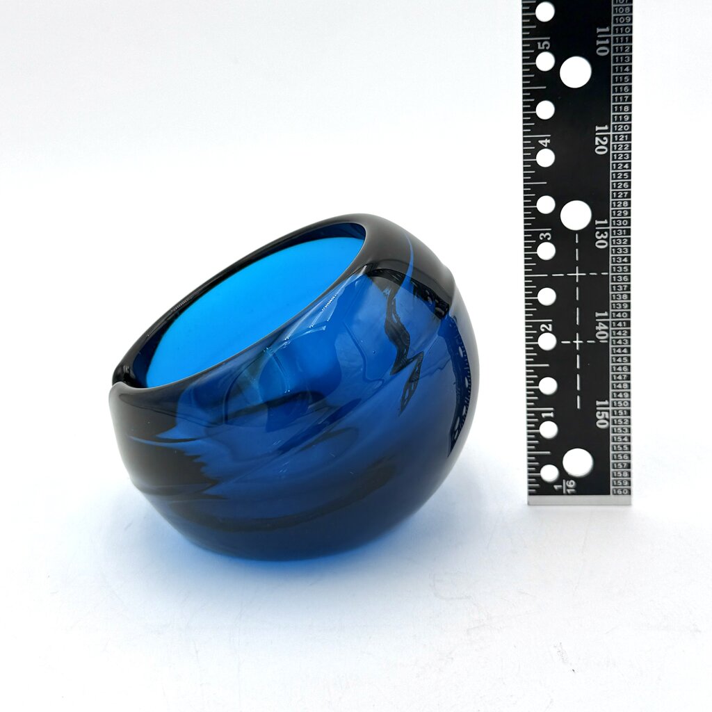 VTG MCM Slanted Orb Ashtray Cobalt Viking Glass