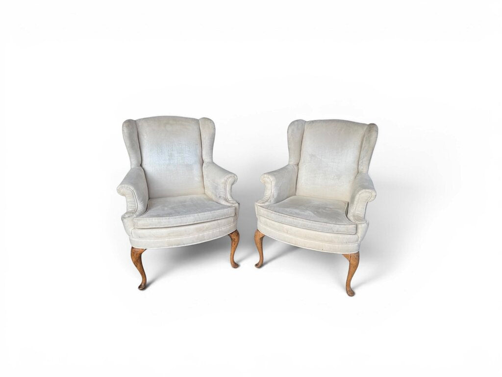 Suede Cream Wingback Chair