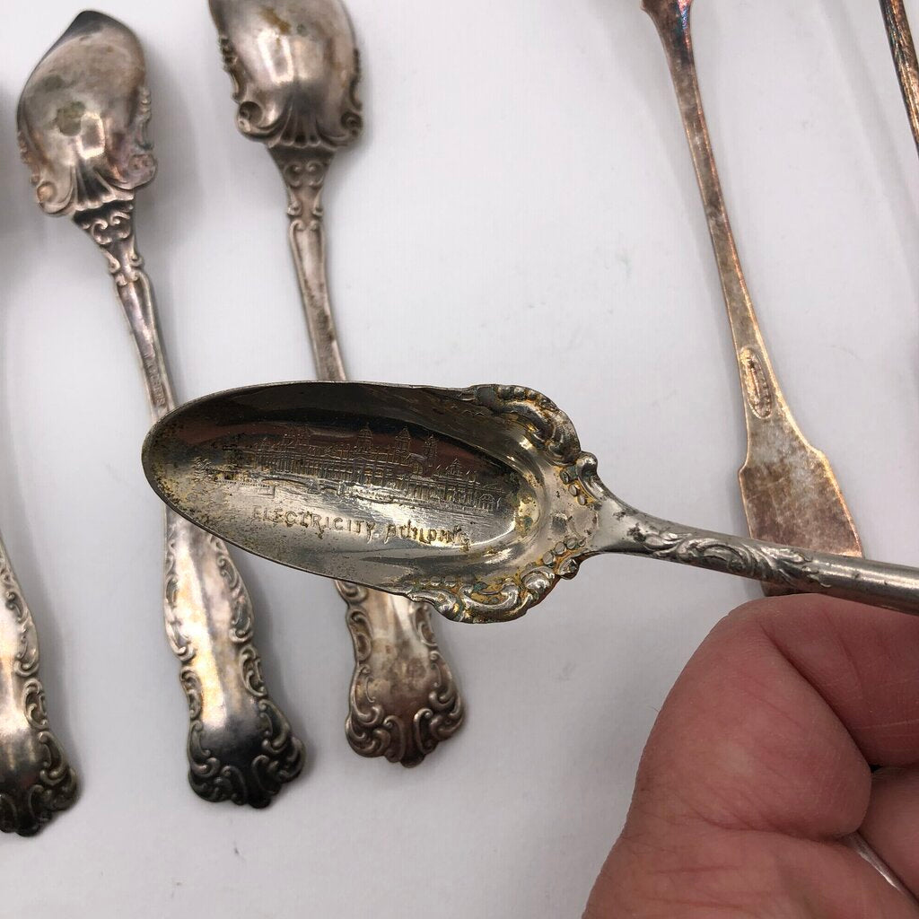 13pc Ornate Antique Silver Plate Spoons & Lemon Forks /b