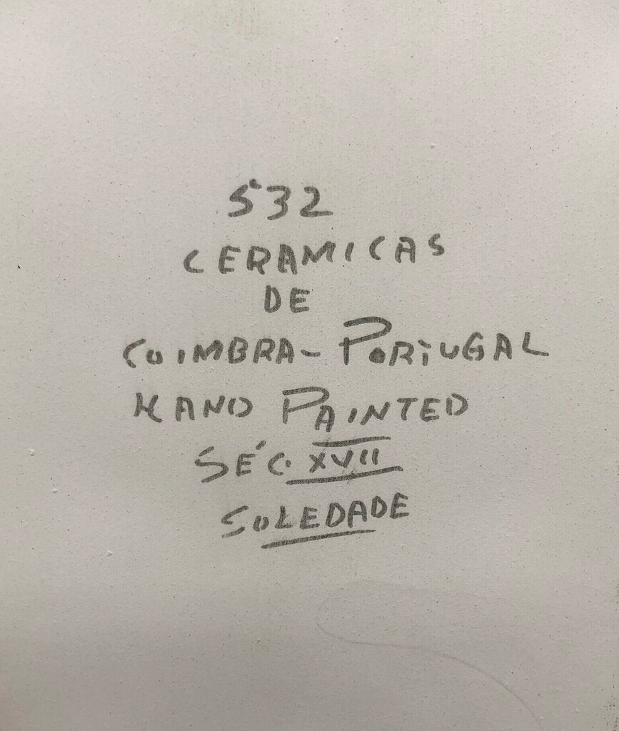 Portugal Ceramics De Coimbra Hand Painted Water Font/ Pocket /b