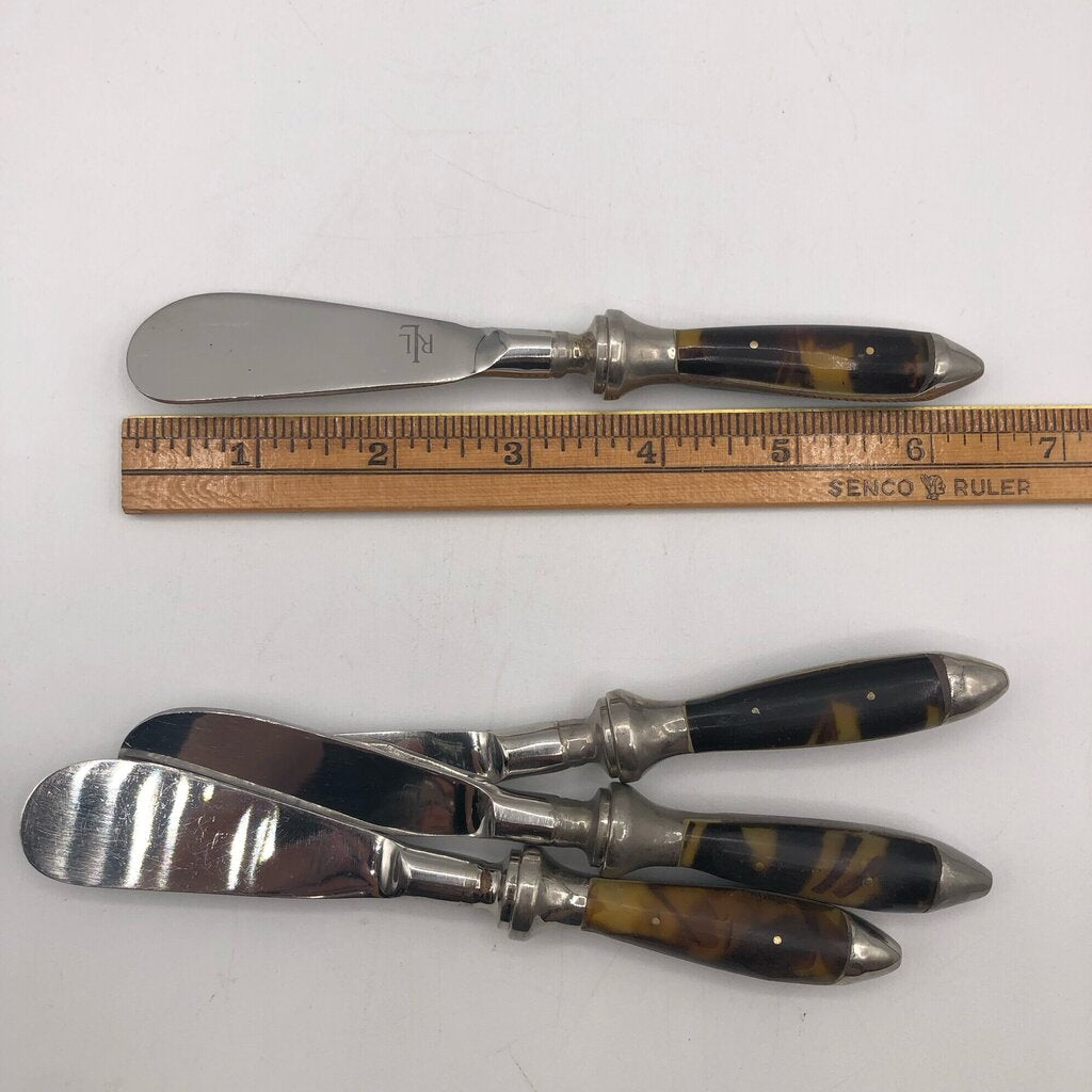 4ea Ralph Lauren Wentworth Tortoise Shell Cheese Spreader Knives /b