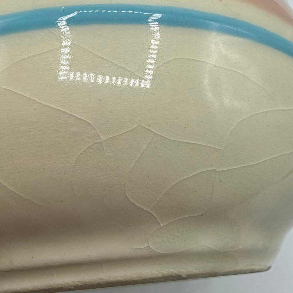 Vintage McCoy Cream Glaze Pink & Blue Stripes Covered Sugar Bowl and Creamer Set /cb