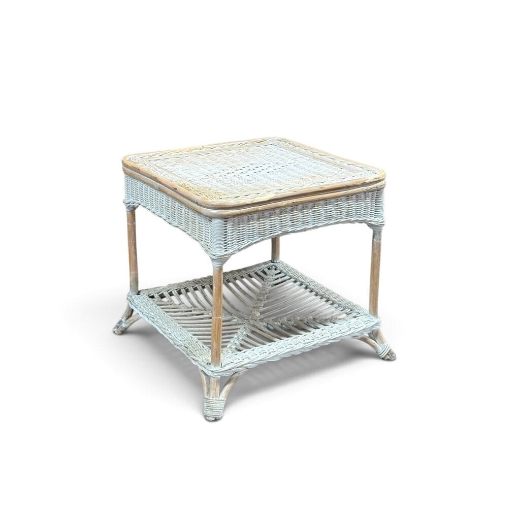 Wicker Sunroom Bench & Side Table