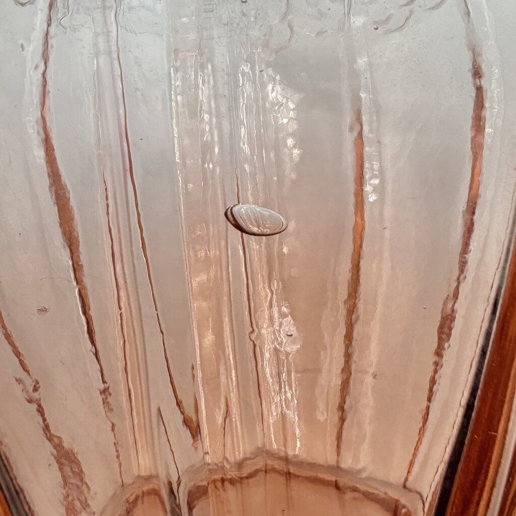 Vintage Pink Pressed Glass Embossed Roses 12” Vase Made In Italy /cb