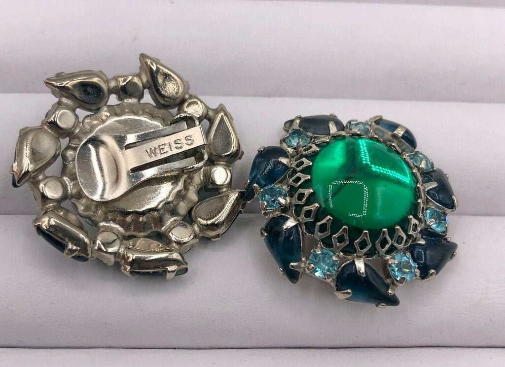 2 Pair Vtg Weiss & Alice Caviness Clip Earrings /b