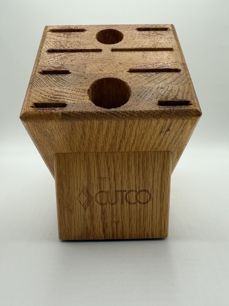 Cutco Knife Block 10 Slot Heavy Honey Oak Countertop USA /rw